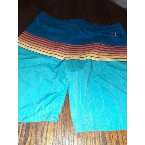 Mens Size 36 Burnside Blue Orange Yellow Swim Trunks Shorts Drawstring Waist - Picture 4 of 5